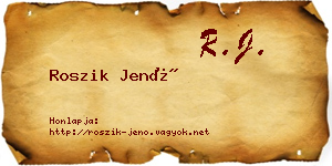 Roszik Jenő névjegykártya